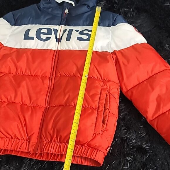 Levi Rocket Puffer hood red blue Boys 10/12 Size Medium - Picture 6 of 10